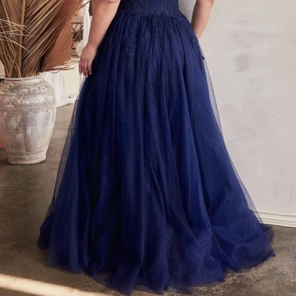 NEW LONG FORMAL OFF SHOULDER A-LINE TULLE DRESS EMBROIDERED WITH LACE CD C154C - Picture 7 of 10